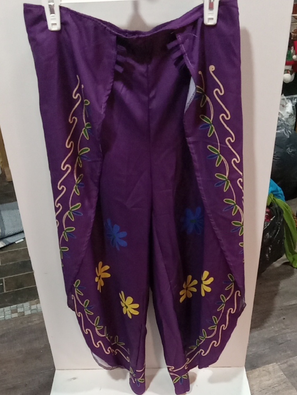 (528) Purple Floral Wide-Leg Women's / Junior Pants / Costume